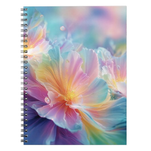 Abstracte kosmische bloemexplosie in pastel notitieboek (Voorkant)