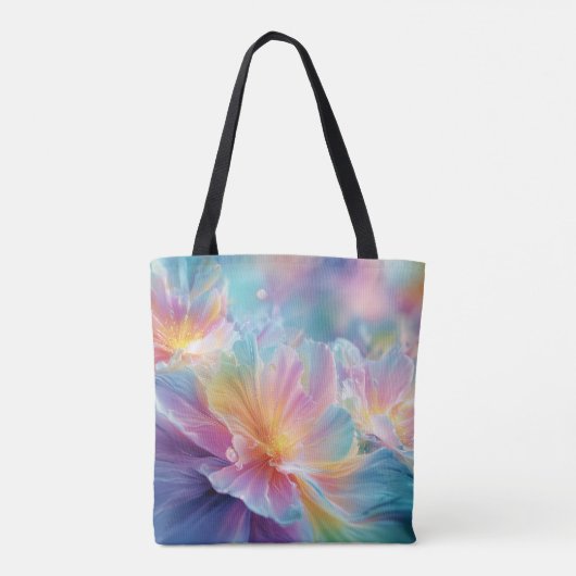 Abstracte kosmische bloemexplosie in pastel tote bag (Achterkant)