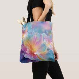 Abstracte kosmische bloemexplosie in pastel tote bag