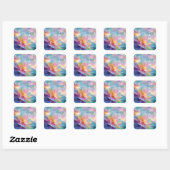 Abstracte kosmische bloemexplosie in pastel vierkante sticker (Vel)