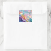 Abstracte kosmische bloemexplosie in pastel vierkante sticker (Tas)