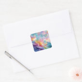 Abstracte kosmische bloemexplosie in pastel vierkante sticker (Envelop)