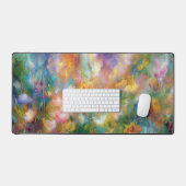 Abstracte kosmische bloemexplosie in pasteltinten bureaumat (Keyboard & Muis)
