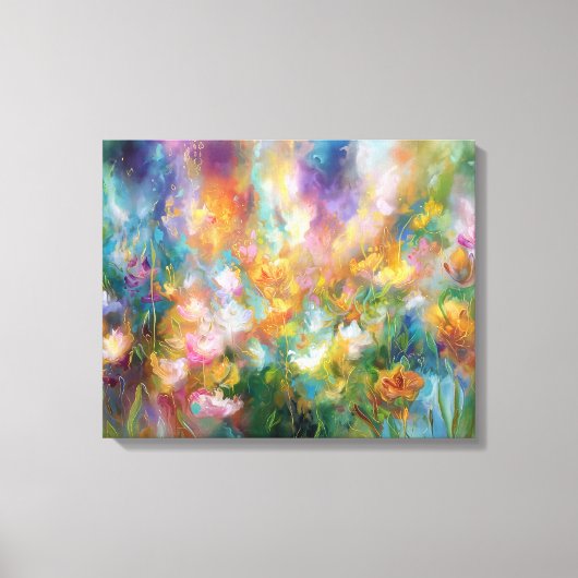 Abstracte kosmische bloemexplosie in pasteltinten canvas afdruk (Voorkant)