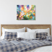 Abstracte kosmische bloemexplosie in pasteltinten canvas afdruk (Insitu (Slaapkamer))