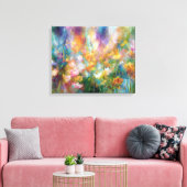 Abstracte kosmische bloemexplosie in pasteltinten canvas afdruk (Insitu (Woonkamer))