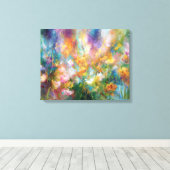 Abstracte kosmische bloemexplosie in pasteltinten canvas afdruk (Insitu (Houten vloer))