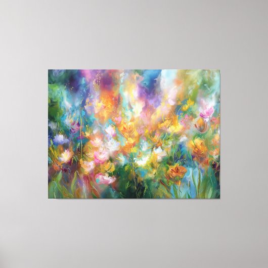 Abstracte kosmische bloemexplosie in pasteltinten canvas afdruk (Voorkant)