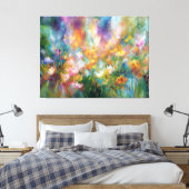 Abstracte kosmische bloemexplosie in pasteltinten canvas afdruk (Insitu (Slaapkamer))