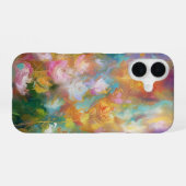 Abstracte kosmische bloemexplosie in pasteltinten iPhone 16 hoesje (Achterkant horizontaal)
