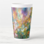 Abstracte kosmische bloemexplosie in pasteltinten latte mok (Voorkant)