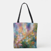 Abstracte kosmische bloemexplosie in pasteltinten tote bag (Achterkant)