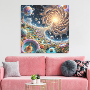Abstracte kosmische harmonie met mandala-energie canvas afdruk