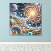 Abstracte kosmische harmonie met mandala-energie canvas afdruk (Insitu (Houten vloer))