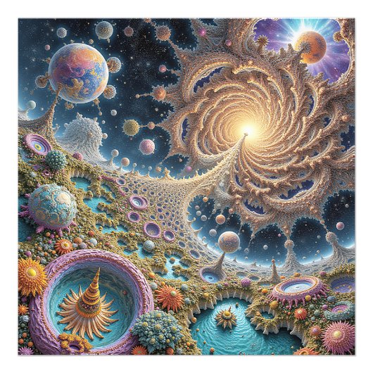 Abstracte kosmische harmonie met mandala-energie foto afdruk (Voorkant)