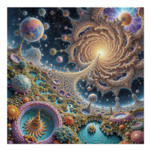 Abstracte kosmische harmonie met mandala-energie perfect poster