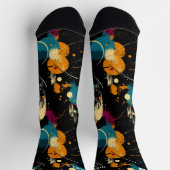 Abstracte Kosmische Splash Zwarte Sokken met Vetge (Top)