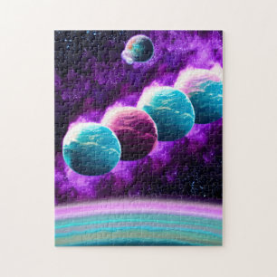 Abstracte kosmische trilling Paarse universum Legpuzzel