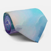 Abstracte Kosmos Blauw, Grijs en Paarse Stropdas (Opgerold)