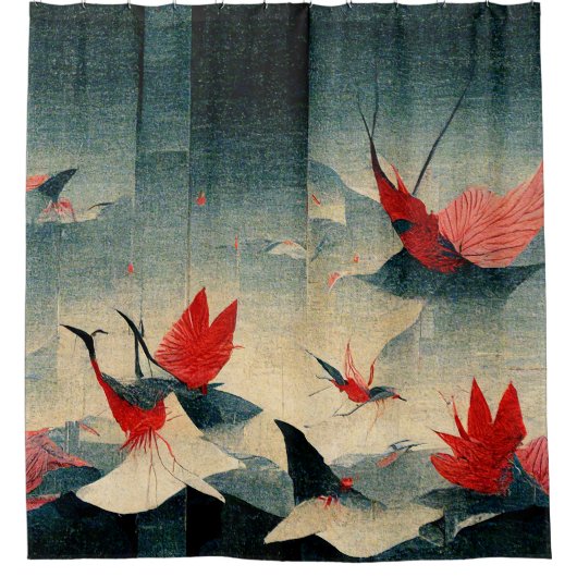 Abstracte kraansymfonie douchegordijn (Voorkant)