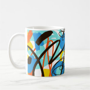 Abstracte krabbel, helder zomerpatroon. koffiemok