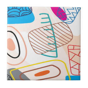 Abstracte krabbel in pastelkleuren tegeltje