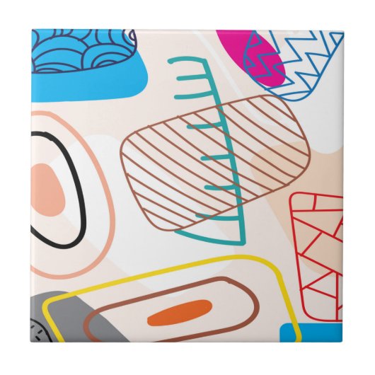 Abstracte krabbel in pastelkleuren tegeltje (Voorkant)