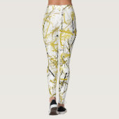 Abstracte Krabbels - Mosterd en Bruin Leggings (Achterkant)
