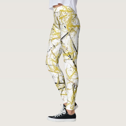 Abstracte Krabbels - Mosterd en Bruin Leggings (Links)