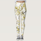 Abstracte Krabbels - Mosterd en Bruin Leggings (Voorkant)