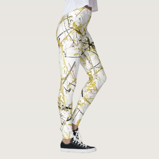 Abstracte Krabbels - Mosterd en Bruin Leggings (Rechts)