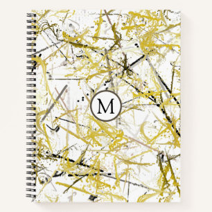 Abstracte Krabbels - Mosterd en Bruin Notitieboek