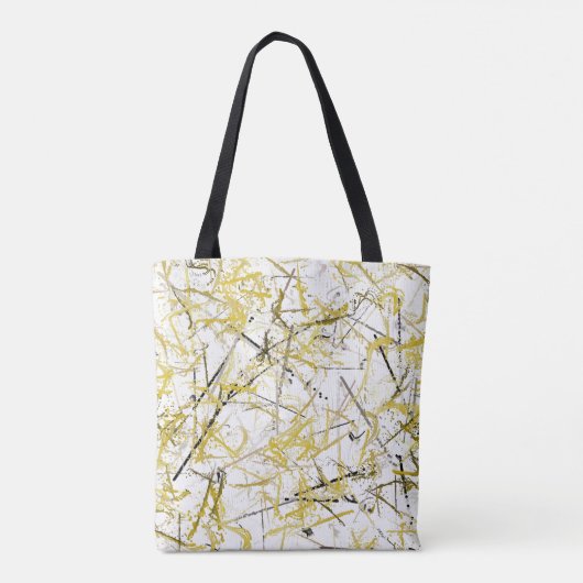 Abstracte Krabbels - Mosterd en Bruin Tote Bag (Achterkant)