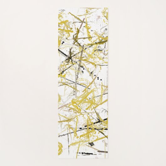 Abstracte Krabbels - Mosterd en Bruin Yogamat (Achterkant)