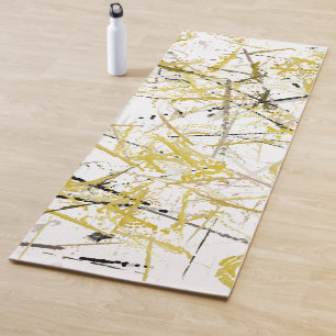 Abstracte Krabbels - Mosterd en Bruin Yogamat