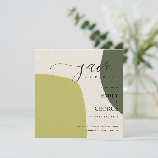 ABSTRACTE KRAFT CHIC LIME GROEN BEWAREN DE DATUM K BEDANKKAART (Staand voorkant)