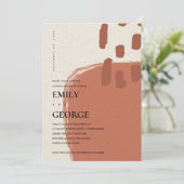 ABSTRACTE KRAFT TERRACOTTA RED COUPLE SHOWER KAART (Staand voorkant)