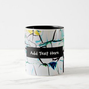Abstracte kraken in groen geel blauw tweekleurige koffiemok