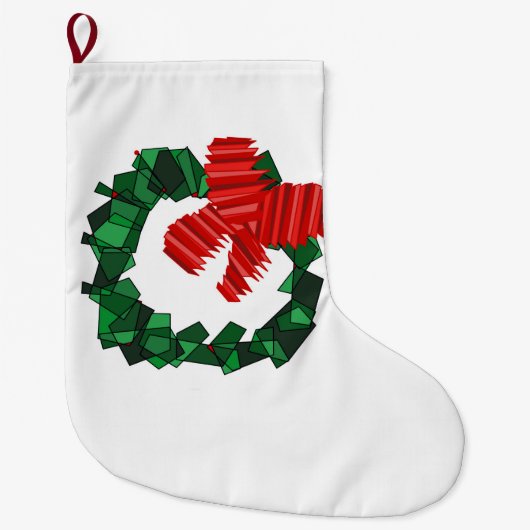 Abstracte krans kerstkous grote kerstsok (Voorkant)