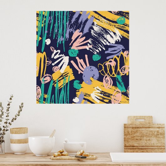 Abstracte kribbel poster (Keuken)
