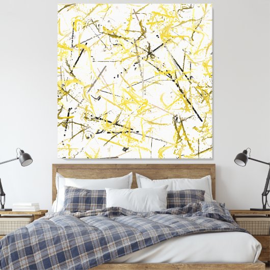 Abstracte kribbels - Mosterd en bruin Canvas Afdruk (Insitu (Slaapkamer))