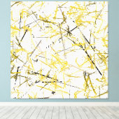 Abstracte kribbels - Mosterd en bruin Canvas Afdruk (Insitu (Houten vloer))