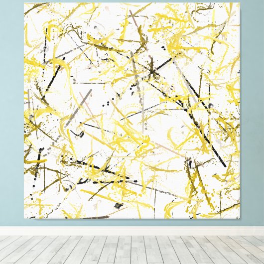 Abstracte kribbels - Mosterd en bruin Canvas Afdruk (Insitu (Houten vloer))