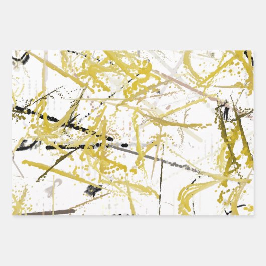Abstracte kribbels - Mosterd en bruin Inpakpapier Vel (Voorkant 3)