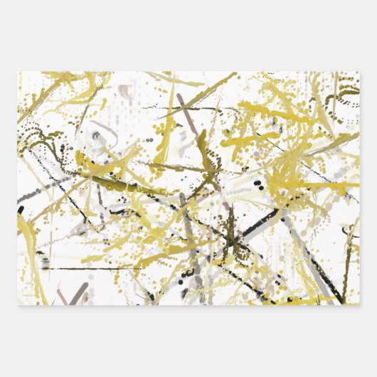 Abstracte kribbels - Mosterd en bruin Inpakpapier Vel (Voorkant 2)