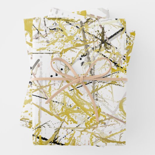 Abstracte kribbels - Mosterd en bruin Inpakpapier Vel (In situ)