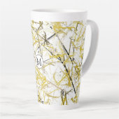 Abstracte kribbels - Mosterd en bruin Latte Mok (Rechterhoek)