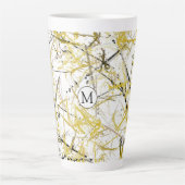 Abstracte kribbels - Mosterd en bruin Latte Mok (Voorkant)