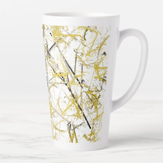 Abstracte kribbels - Mosterd en bruin Latte Mok (Rechts)