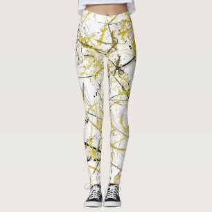 Abstracte kribbels - Mosterd en bruin Leggings